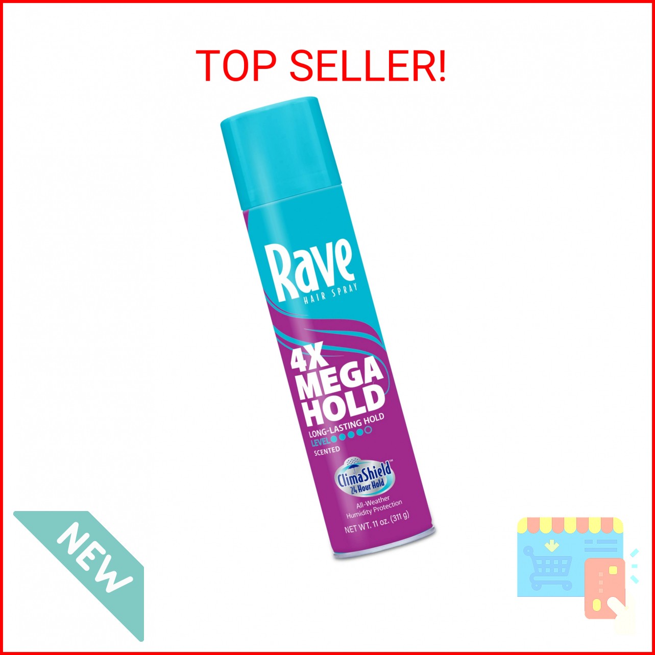 Rave 4X Mega Long-Lasting Firm Hold Scented Hair Spray for Heat Protection, Volu