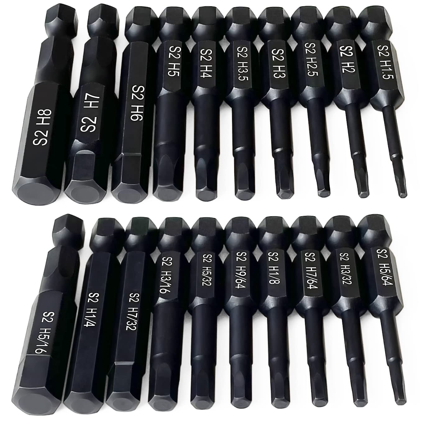 Hex Drill Bit Set Metric And Sae, Magnetic Shank, For Ikea Furniture, Black