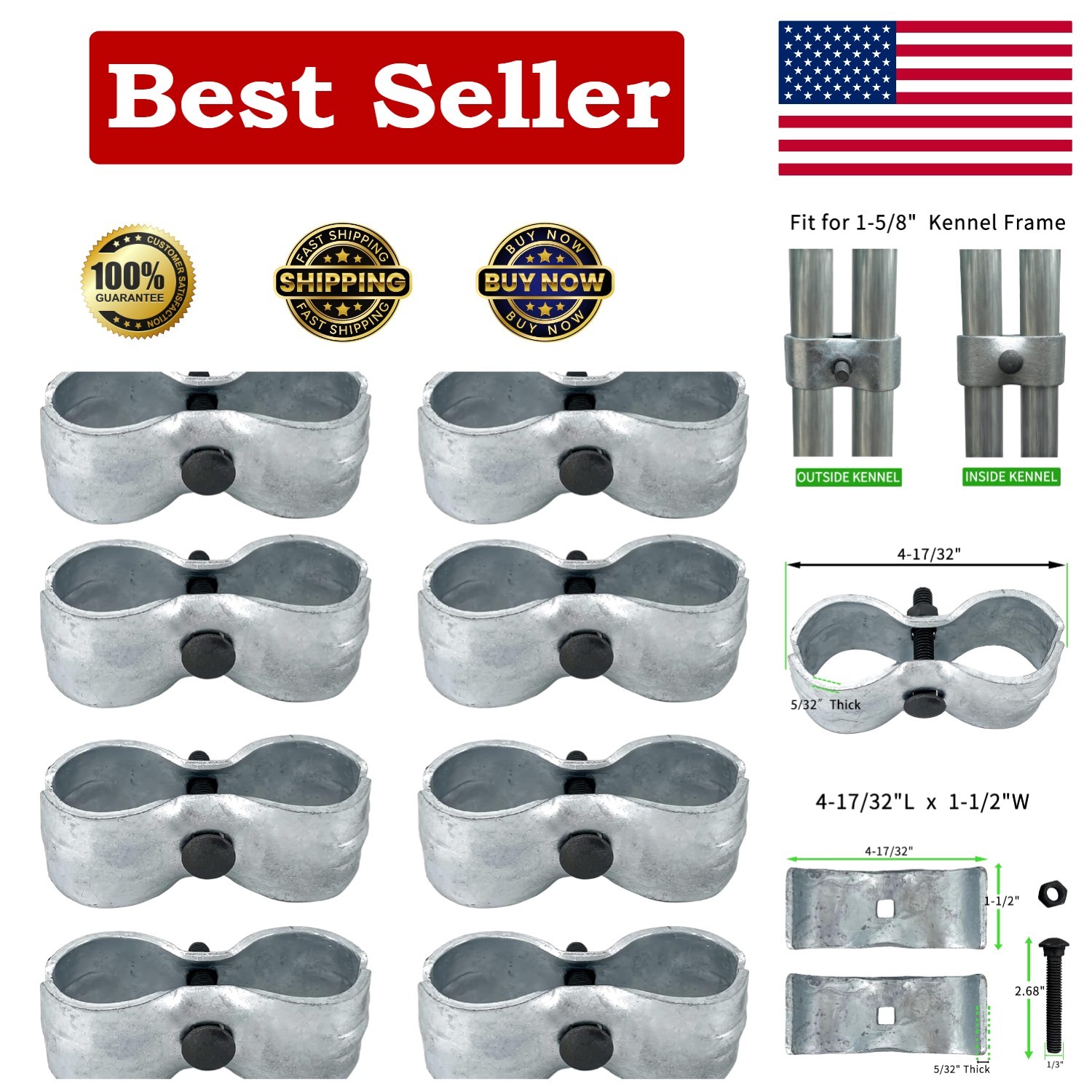 Alloy Steel 8-Pack Chain Link Fence Panel Clamps for 1-5/8" Fencing Solutions