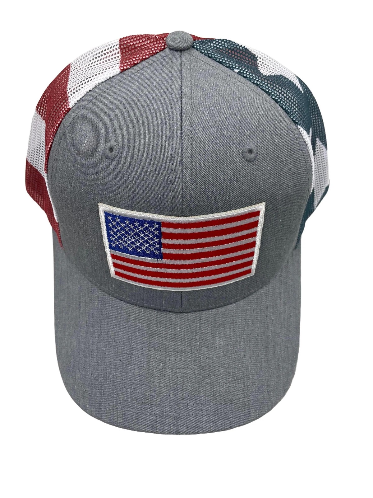Snapback Patriotic Trucker Hat - USA Stars and Stripes Mesh with American Flag