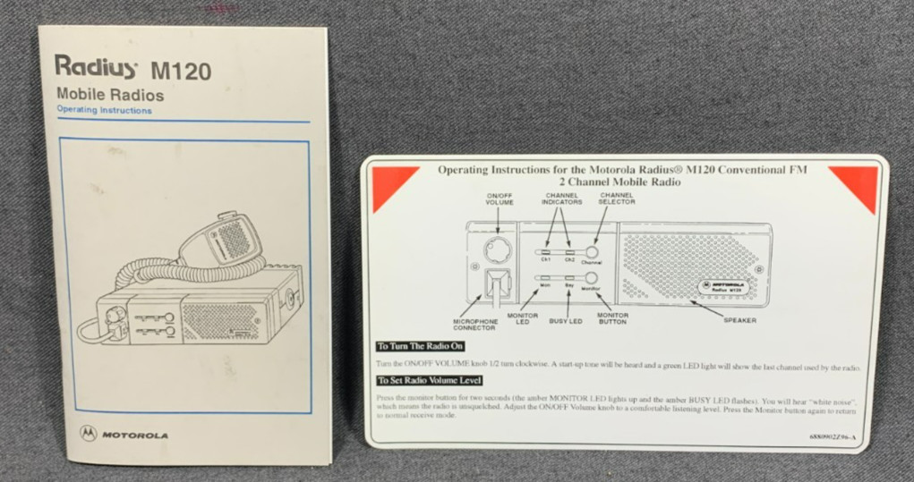 MOTOROLA RADIUS M120 Portable Radios Owners manual Operating Instruction Mobile