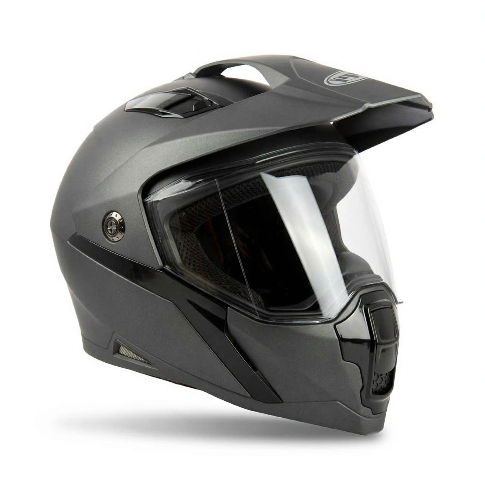 Helmet Dual Sport Off Road Motorcycle Dirt Bike ATV Flip Up Visor Gray (Large)