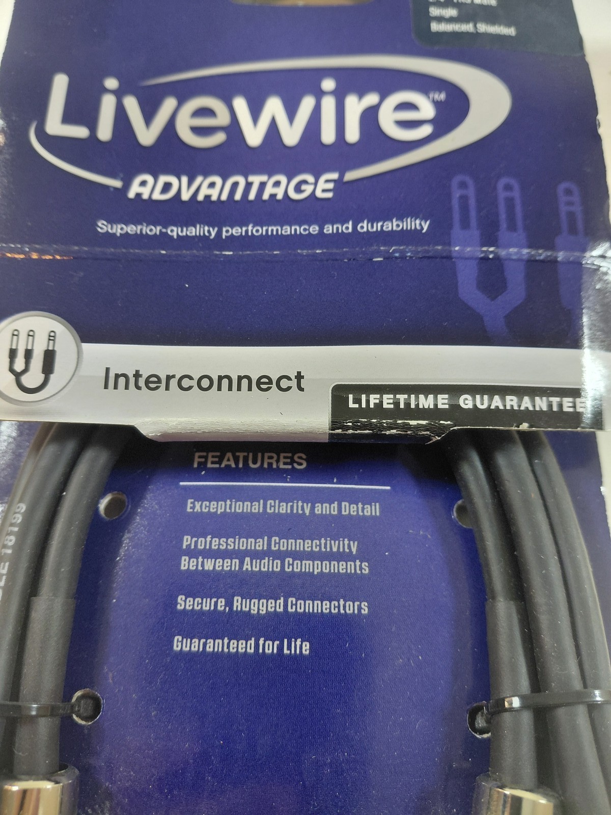 Livewire Advantage 5 FT 1/4" TRS Male Balanced Shielded Interconnect Audio Cable