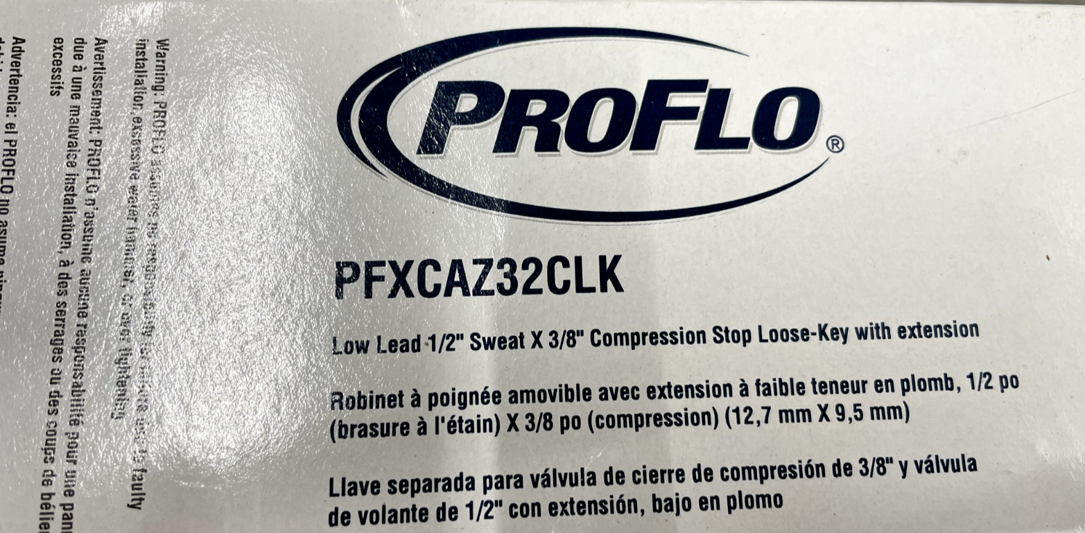 PROFLO PFXCAZ32CLK 1/2" x 3/8" Multi Turn Straight Supply Stop - Chrome