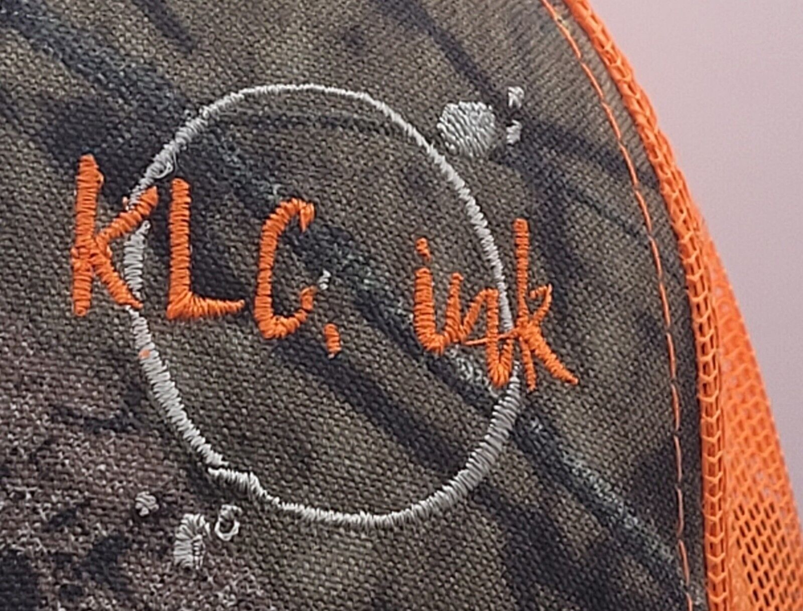 Camouflage Orange Mossy Oak Trucker Hat Cap KLC.Ink Hunting Fishing Tattoo Camo