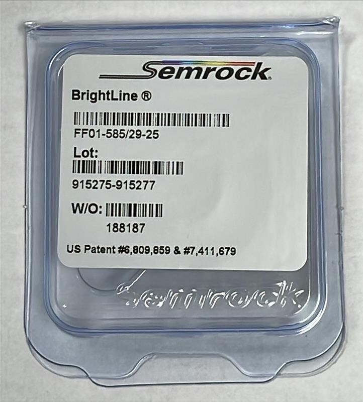 New SEMROCK FF01-585/29-25 BrightLine BANDPASS FILTER Single Band IDEX FL-004012