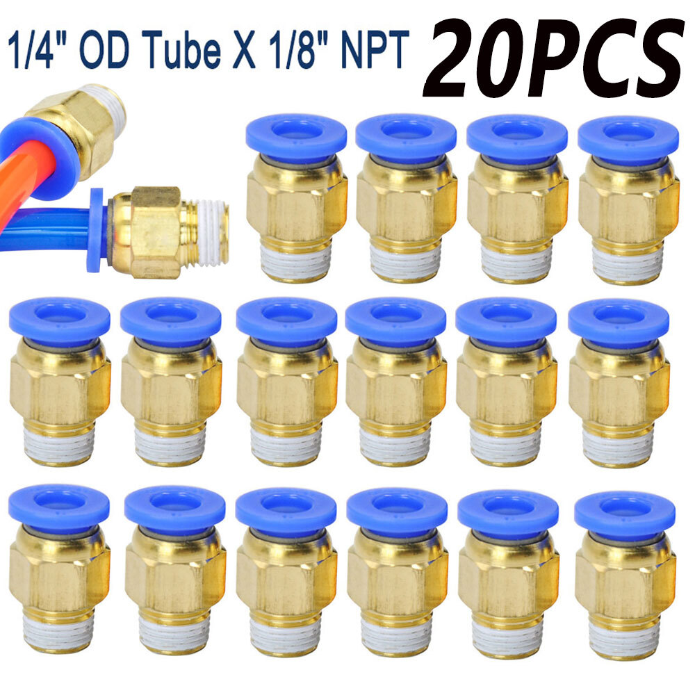 20PACK 1/4" OD Tube X 1/8" NPT Pneumatic Fitting Push To Connect Air Fitting