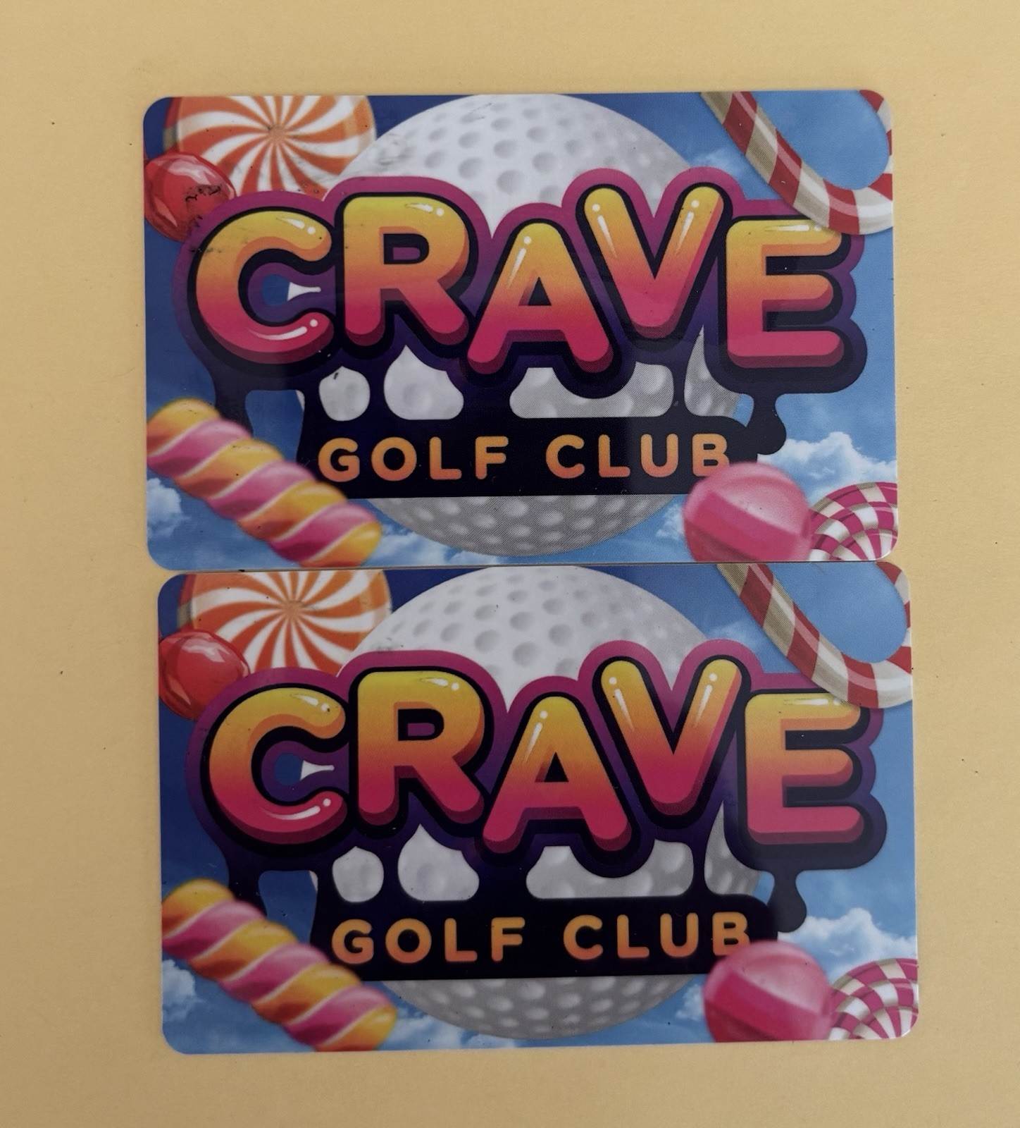 Crave Golf Club  2 Separate  Physical Gift Cards  each for 1 Coarse READ