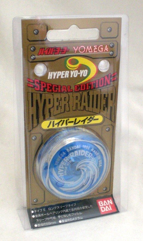 YOMEGA BANDAI 1998 VINTAGE HYPER RAIDER YOYO CLEAR BLUE CAPS CLASSIC TOY  NEW