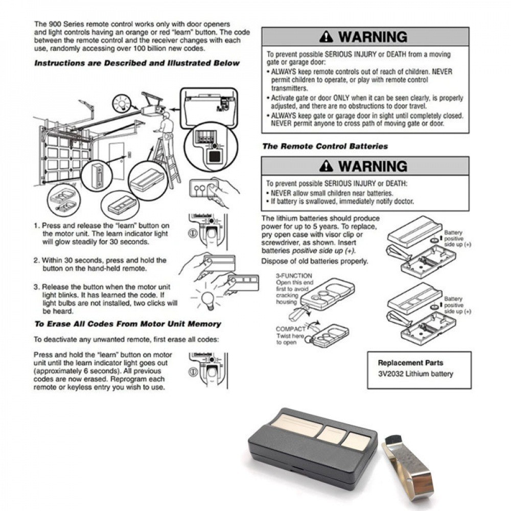 LiftMaster 973LM 3-Button Remote Control