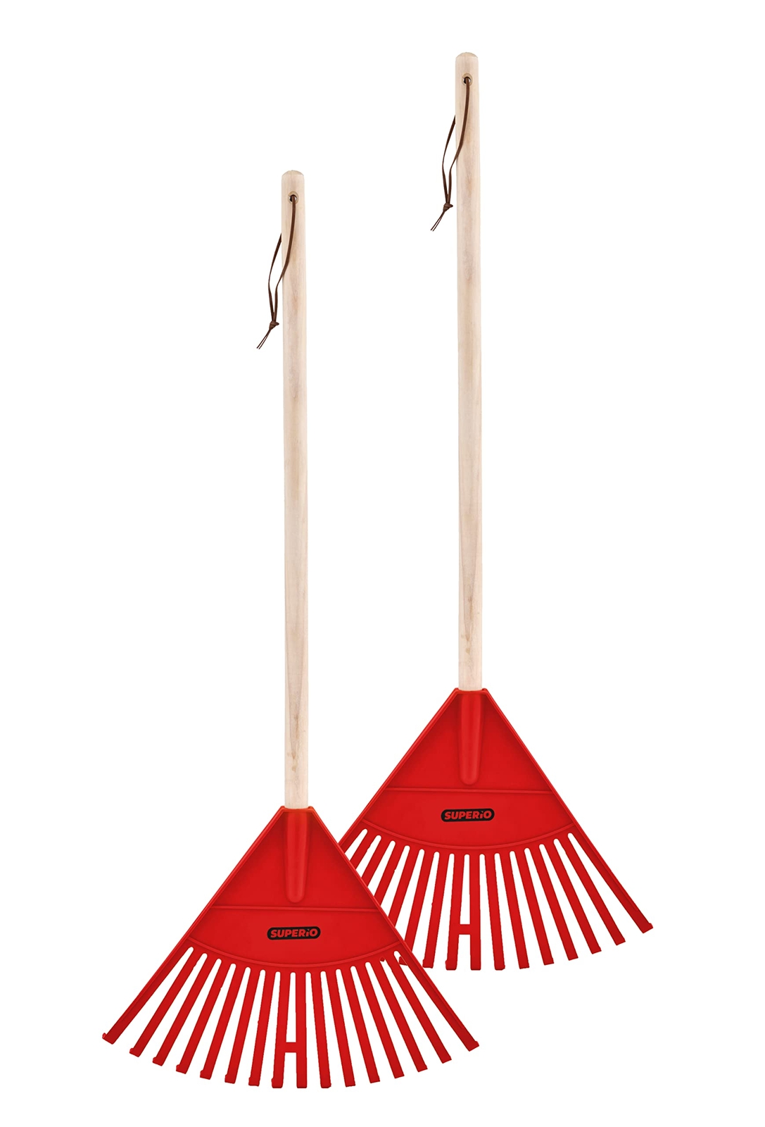 Superio Kids Garden Rake with Hardwood Handle Red Head to Sweep Leaves (2 Pack)