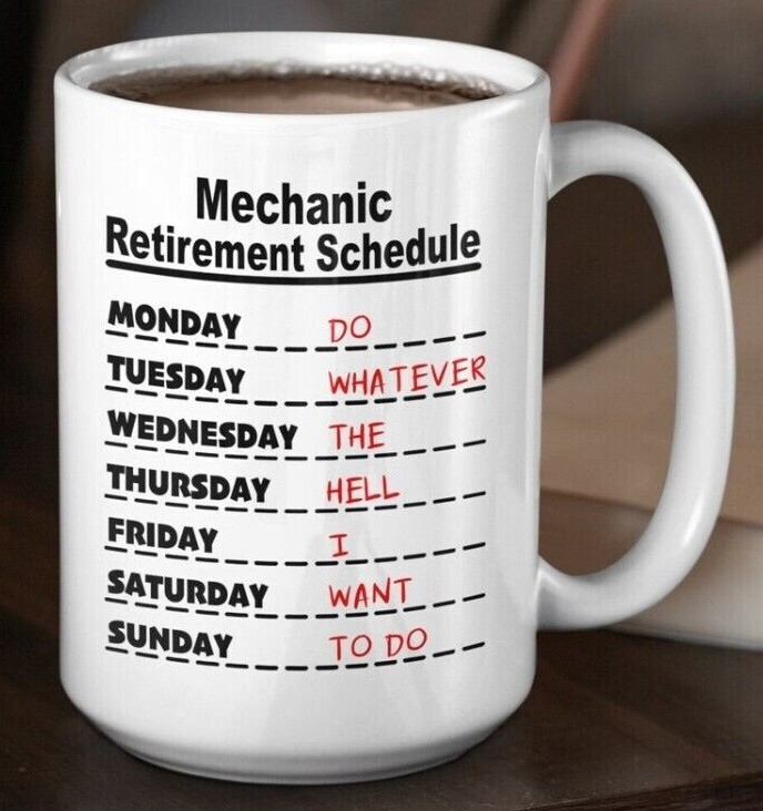 Mechanic Retirement Schedule Coffee Mug Gift For Retiring Auto Car Technician