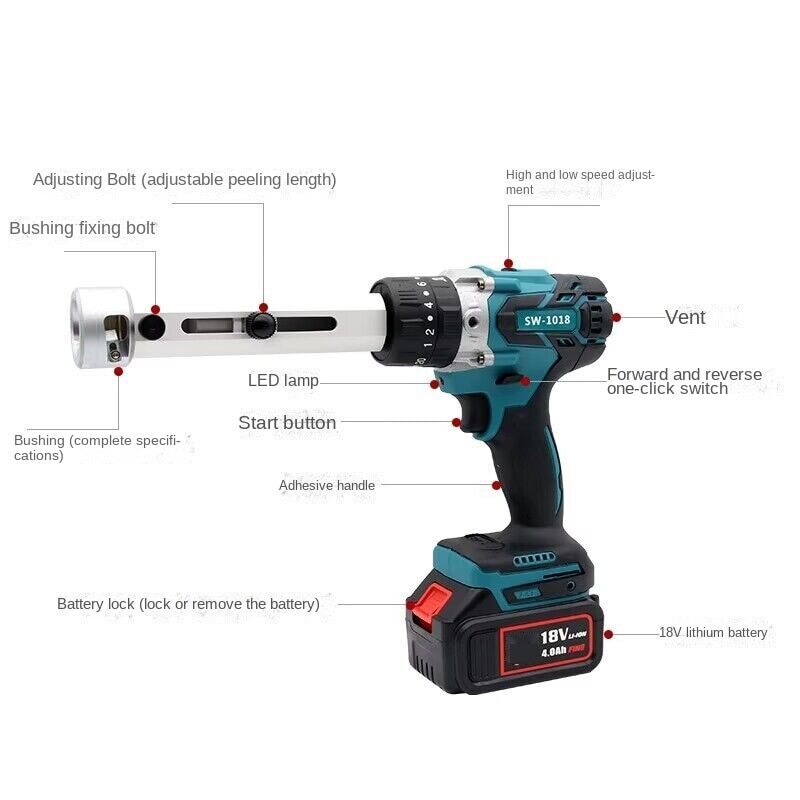 18V Sw-1018 Portable Rechargeable Electric Wire Stripper Small Cable Stripper