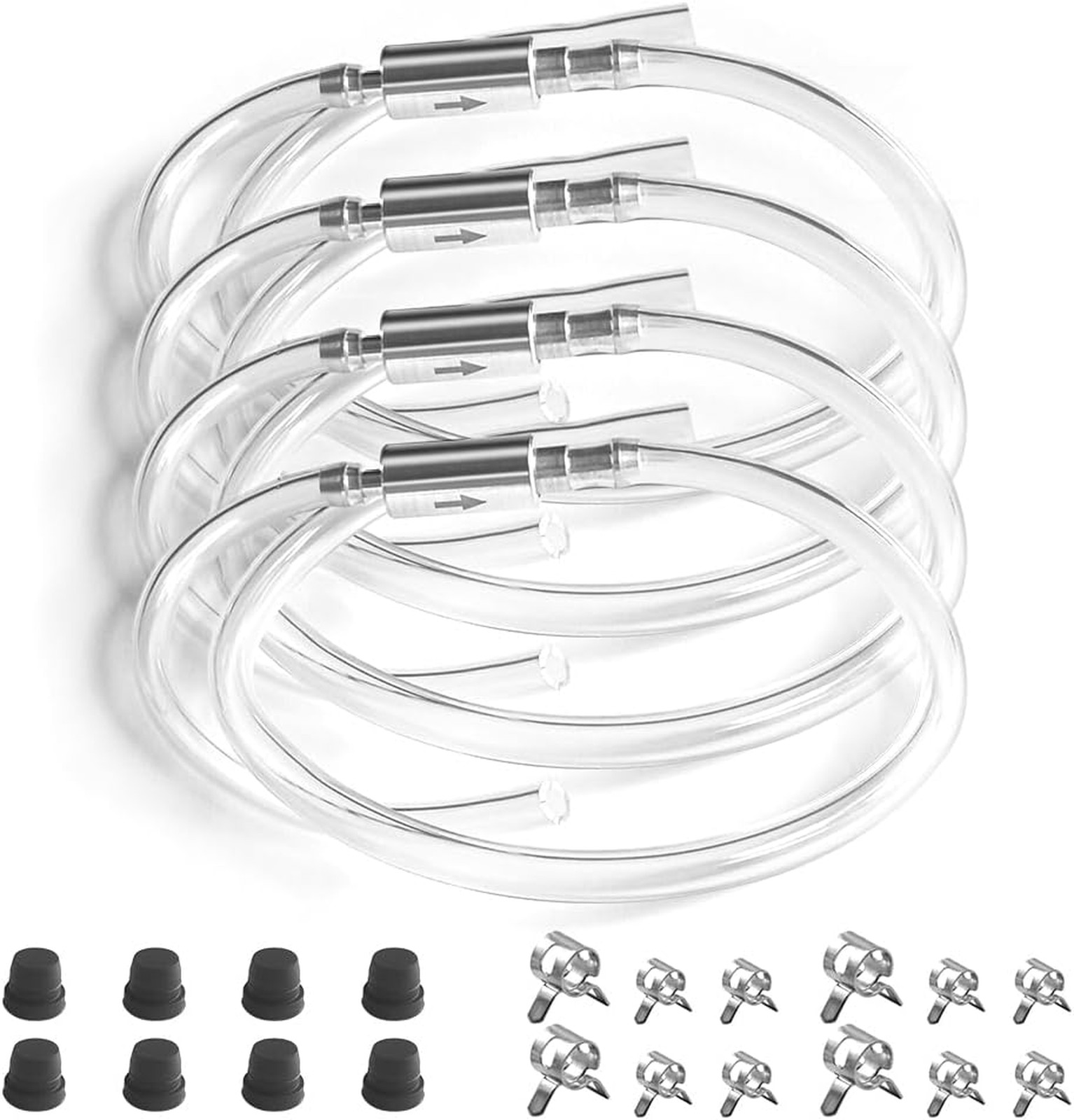 Brake Bleeder Hose Kit 4 Pack Aluminum One-Way Valve Flexible Silicone for Car