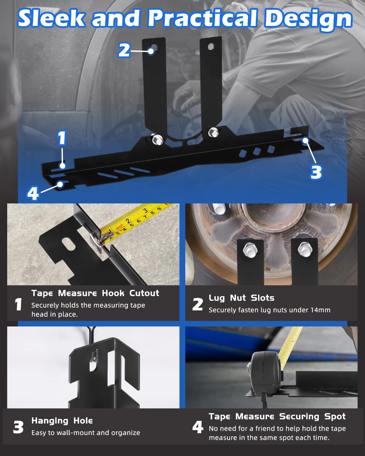 Heavy Duty Wheel Alignment Tool Plates, Toe Alignment Kit w/2 Tape Measures, Low