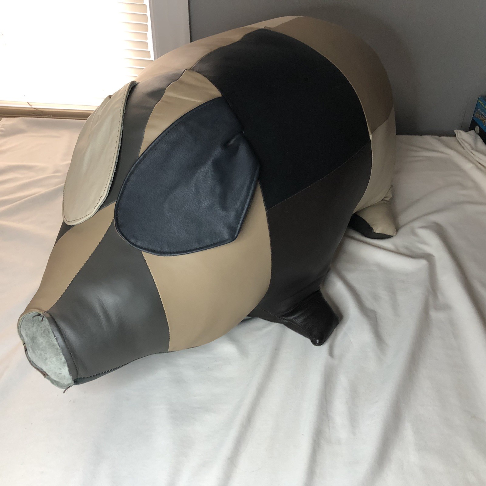 Reiner’s Originals Pig Ottoman Footrest Genuine Leather Modern Patchwork READ