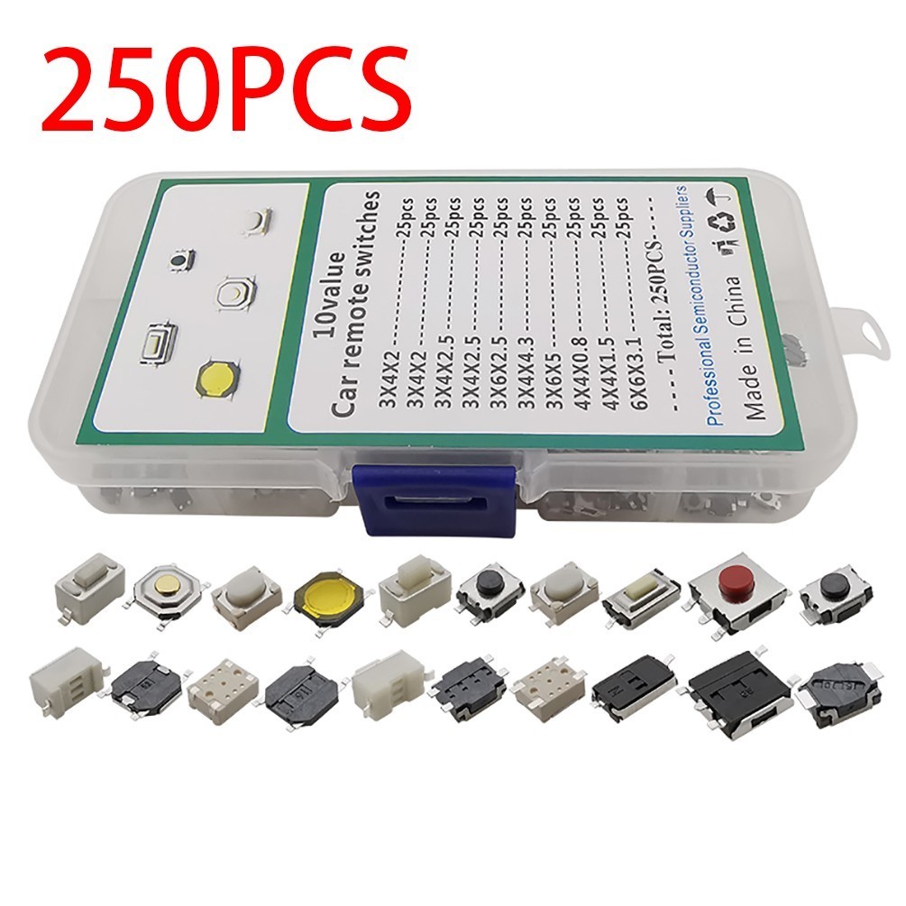 250* Values Tactile Push Button Switch Micro-Momentary-Tact-Assortment Kit