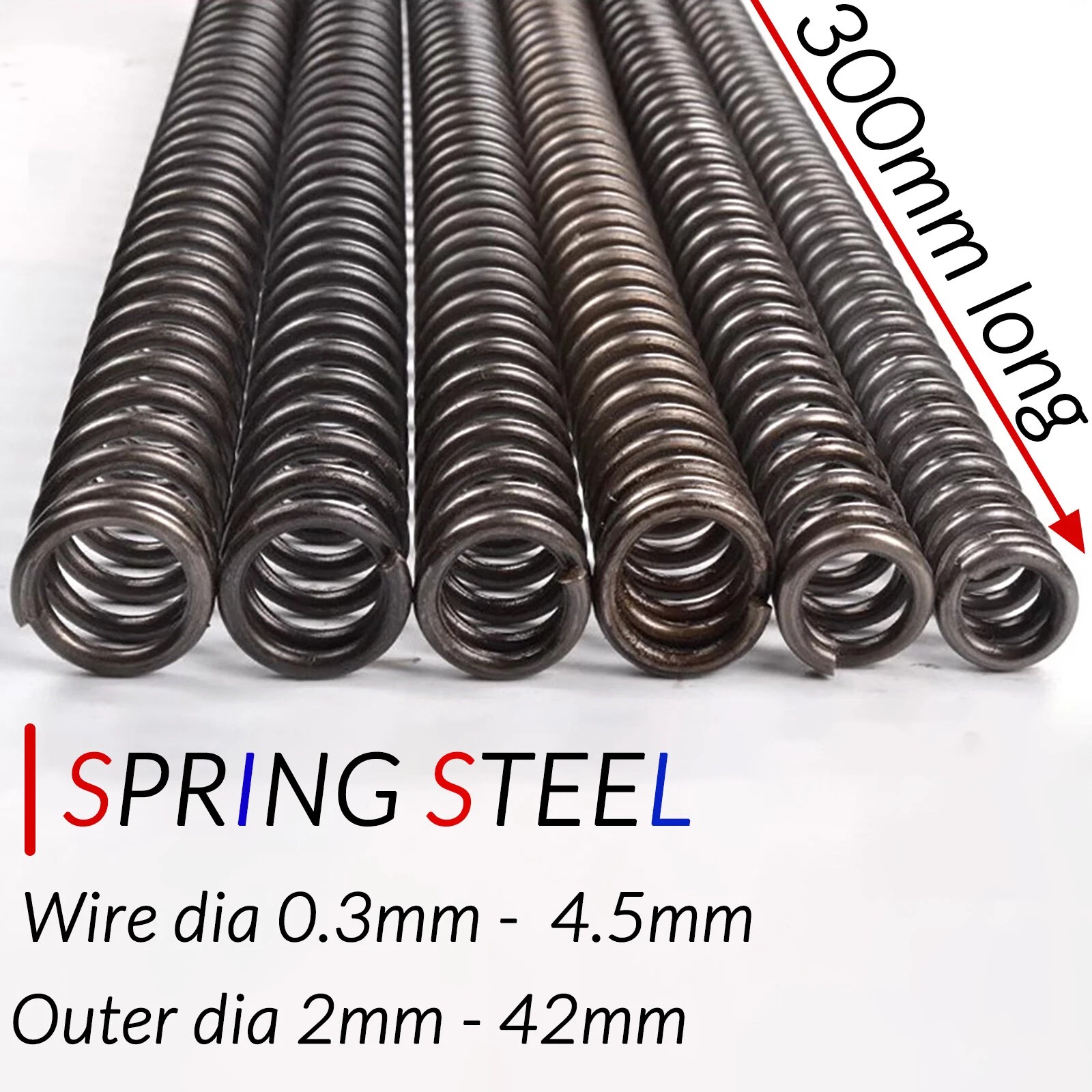 Compression Spring Various Size 2-42mm Diameter & 300mm Length Pressure Small