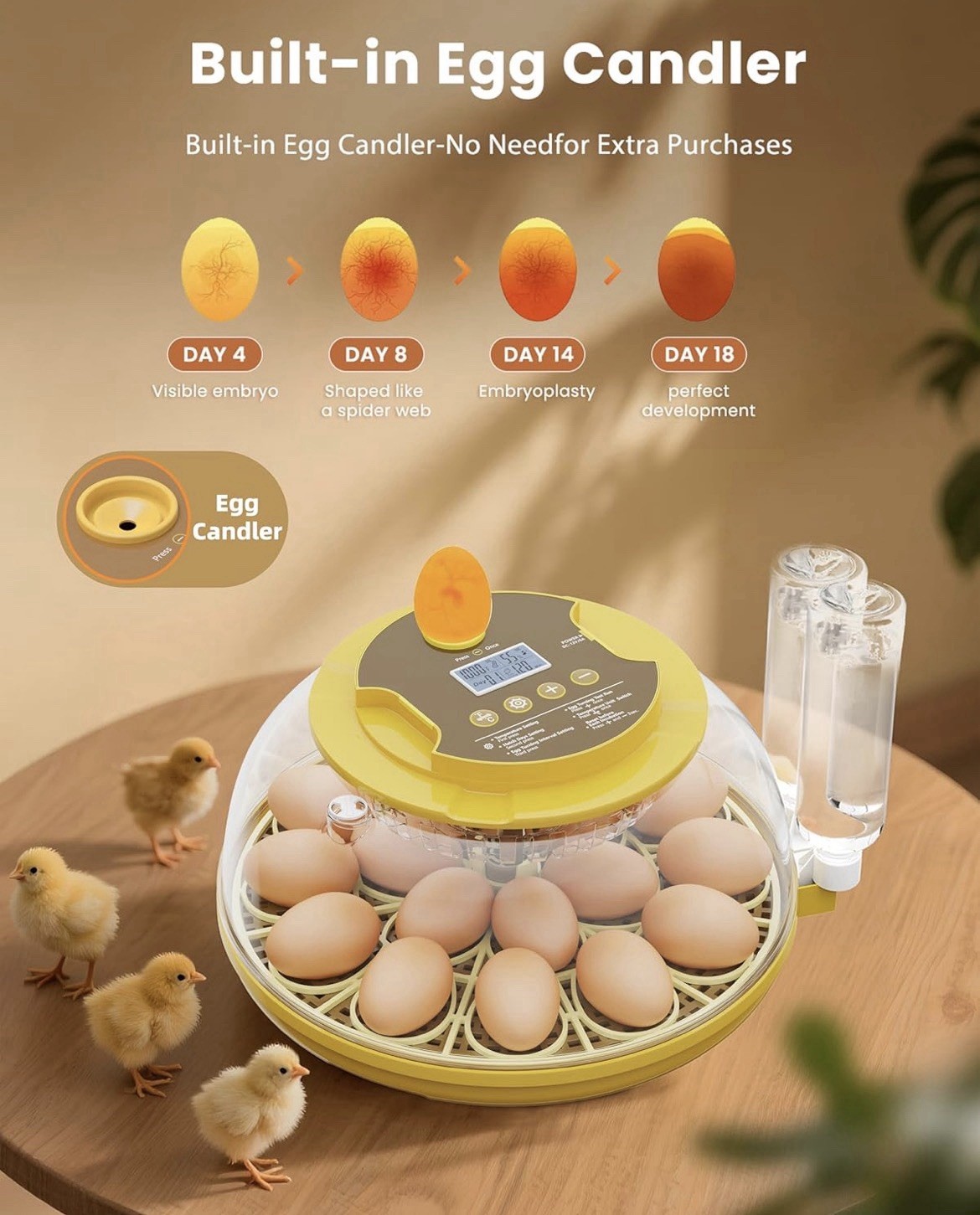 18 Egg Incubator with Automatic Egg Turning With Digital Control Builtin Candler