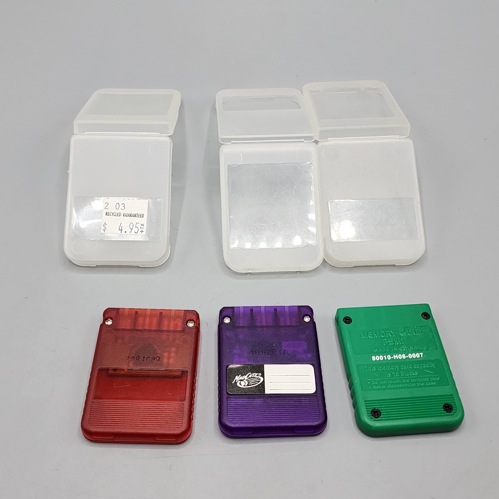 Lot of 3 PlayStation 1 3rd Party Memory Cards 1X - 15 Blocks w/ Case