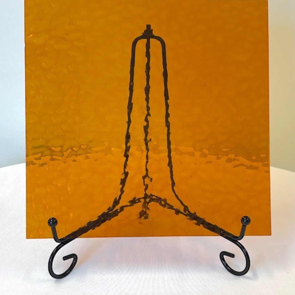 4 x 6 DARK AMBER English Muffle Ripple – Stained Glass Sheet for Mosaic & Craft