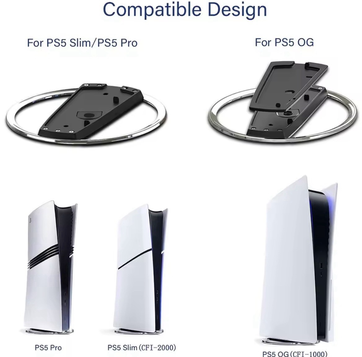 Portable Metal Vertical Stand for PS5 & PS5 Slim Digital Disk Base Holder Game