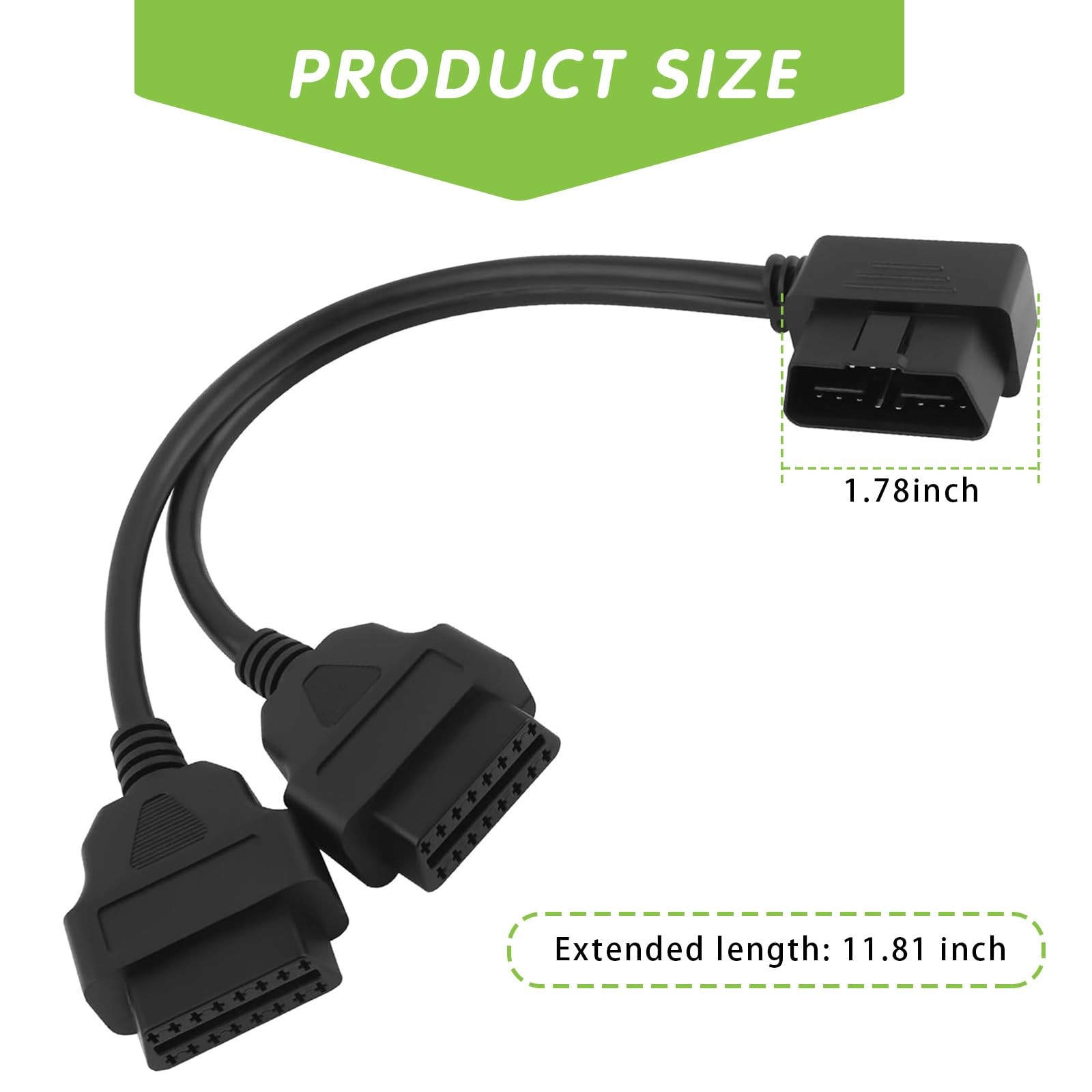 ijuicy OBD2 16 Pin Splitter, OBD II Splitter Extension, 1 Male to 1 PC, Black