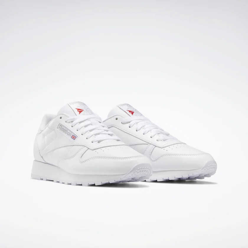 Reebok Classic Leather White True White Grey Red Mens Shoes Sneakers Size 7.5-13