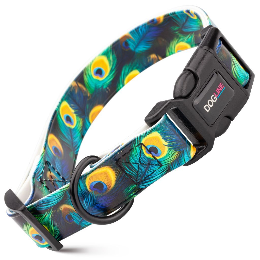 Dog Pet Peacock Quick Release Printed Collar 3/4" x 12" - 19"