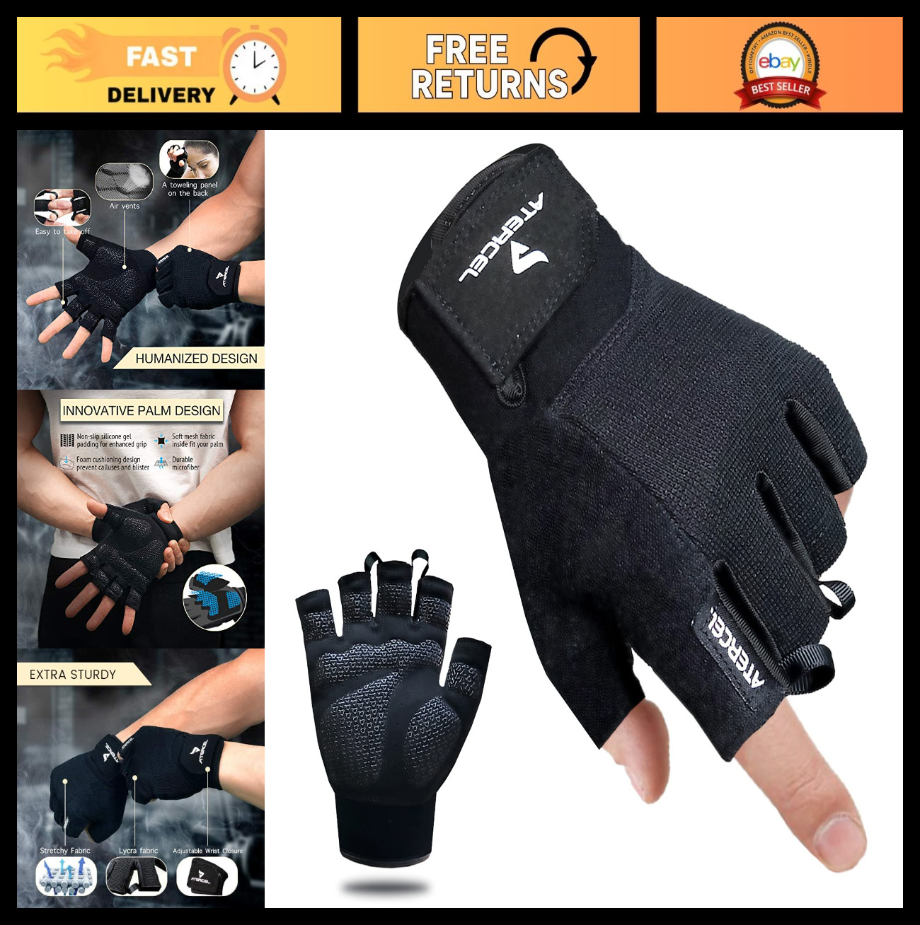 Workout Gloves for Men & Women - Weight Lifting, Cycling, Gym Training, Breathab