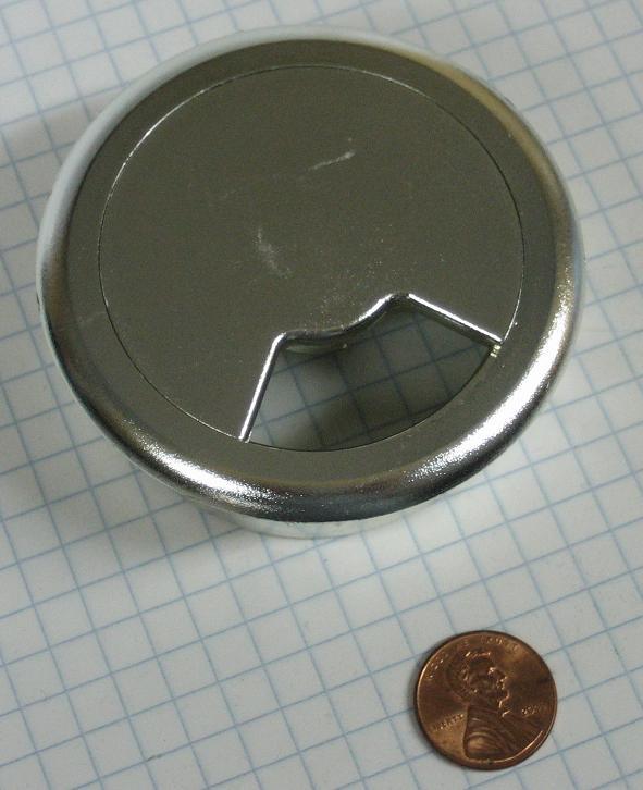 WIRE MANAGEMENT GROMMET, 2-3/8" BORE DIAMETER, CHROME/PLASTIC, 1" DEPTH