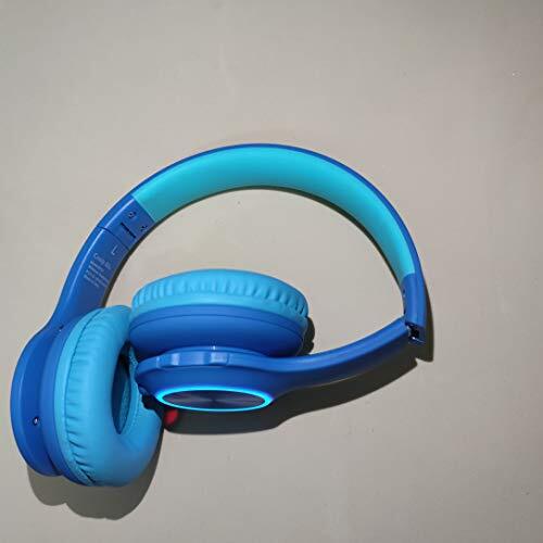 2021tooth Kids Headphones Fit for Aged 3-21, Colorful LED Lights Comfort Blue