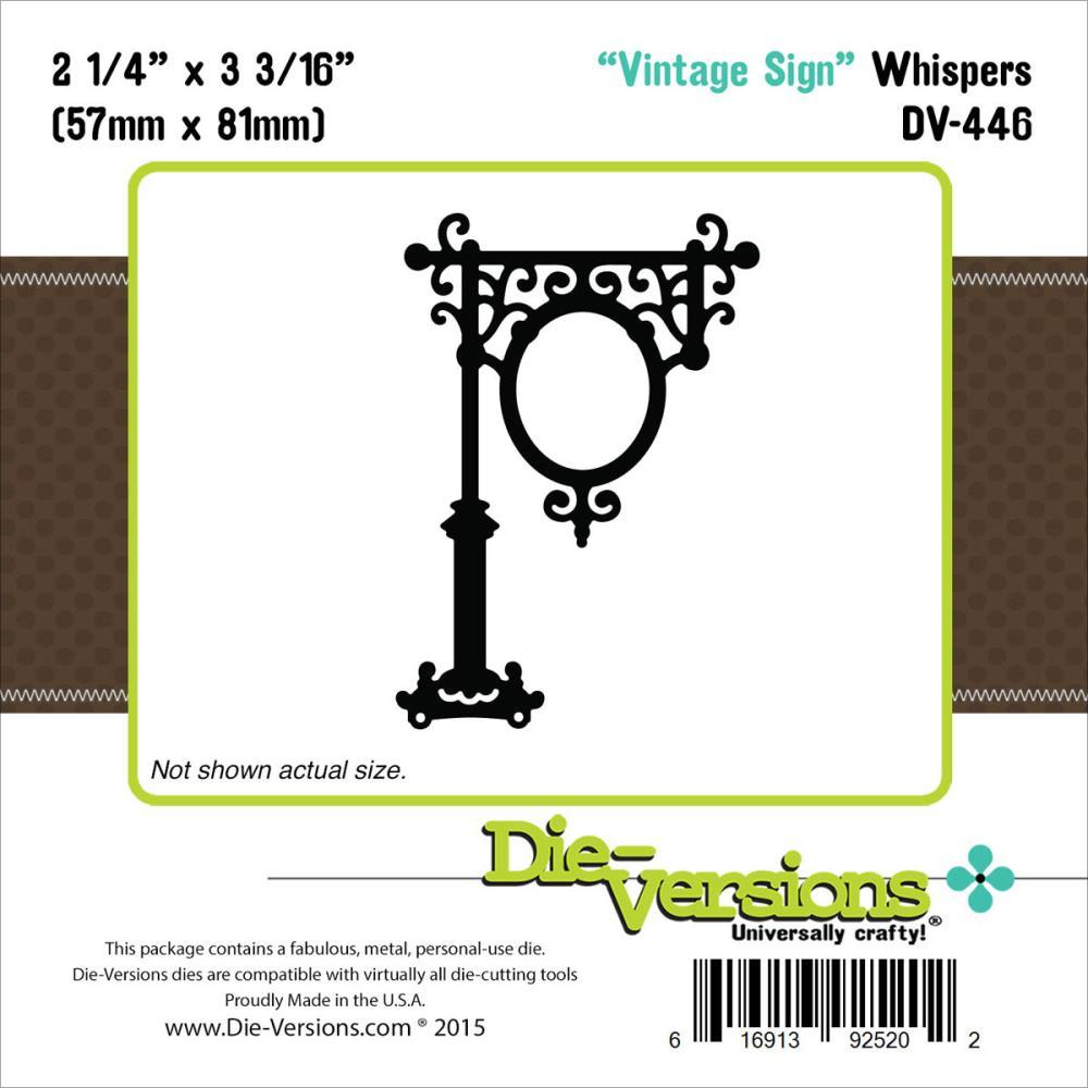 Die Versions-Whispers Die "Vintage Sign" 2-1/4x3-3/16" 445242