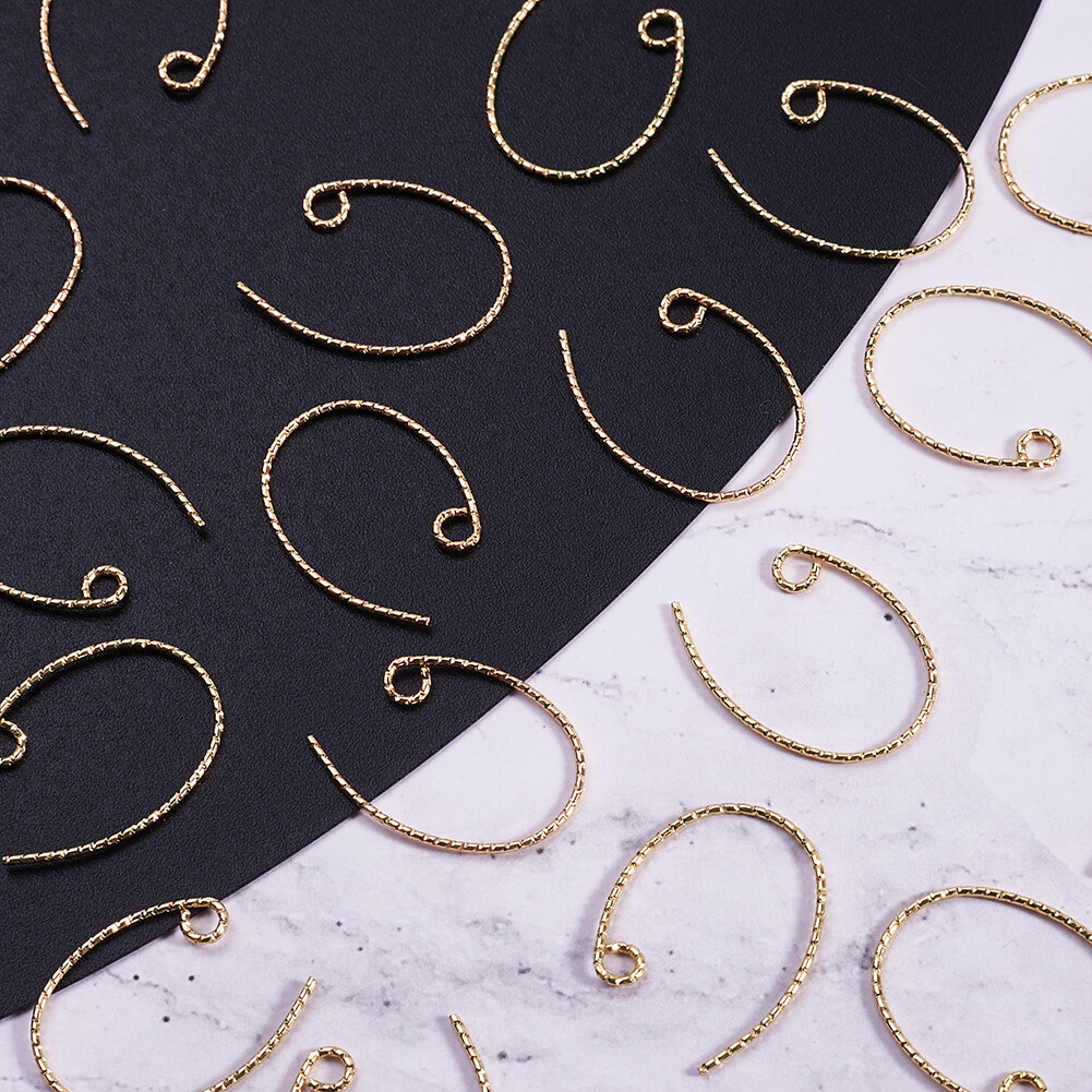 100pcs Real 18K Gold Plated Brass Earring Hooks Dangle Earwire Loop 23x16.5mm