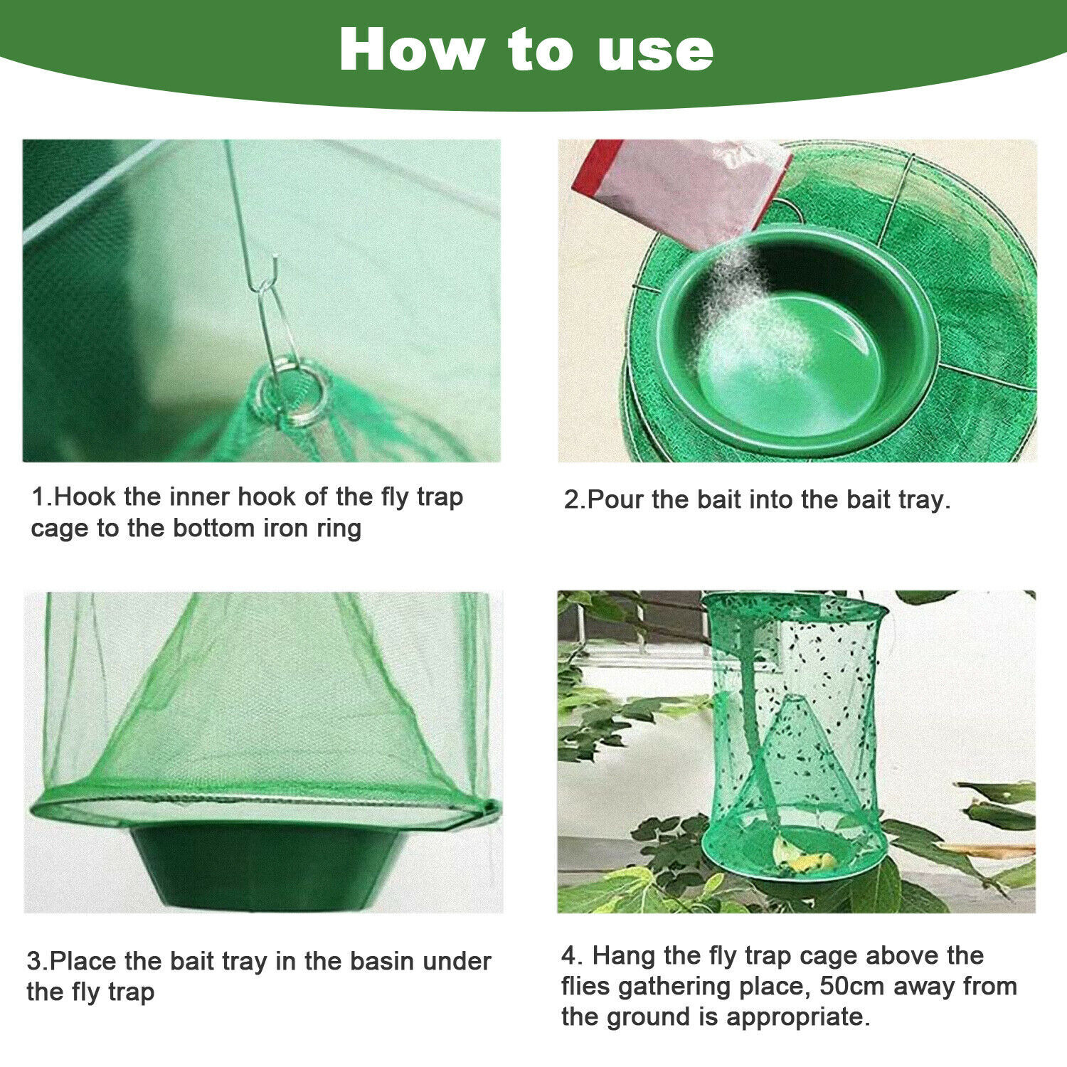 10 Pack Reusable Fly Trap Insect Killer Net Cage Trap Ranch Pest Hanging Catcher
