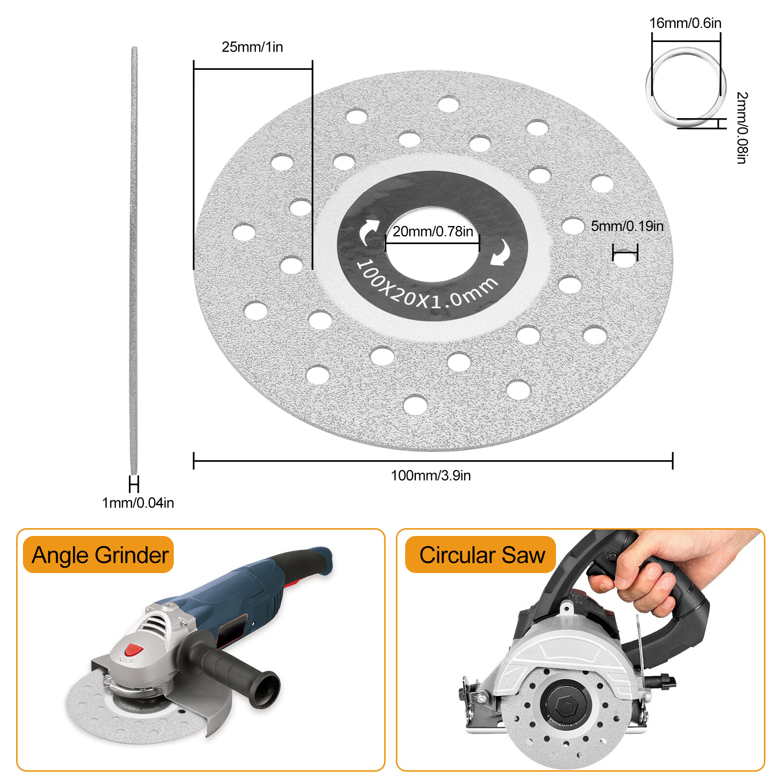 6PCS 4in Rock Slab Grinding Disc Rock Plate Flat Grinding Disc Diamond Saw Blade