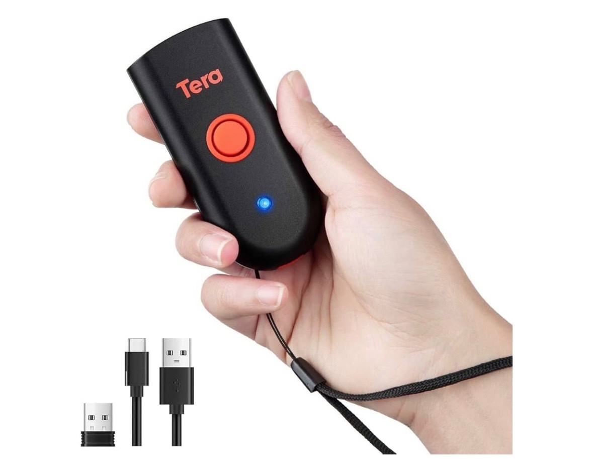 Tera Mini 1D 2D QR Wireless Barcode Scanner Waterproof Shockproof Pocket Orange