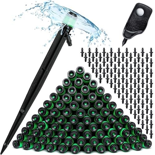 100 Drip Irrigation Emitters - Vortex Adjustable Sprayers for Garden & Potted Pl
