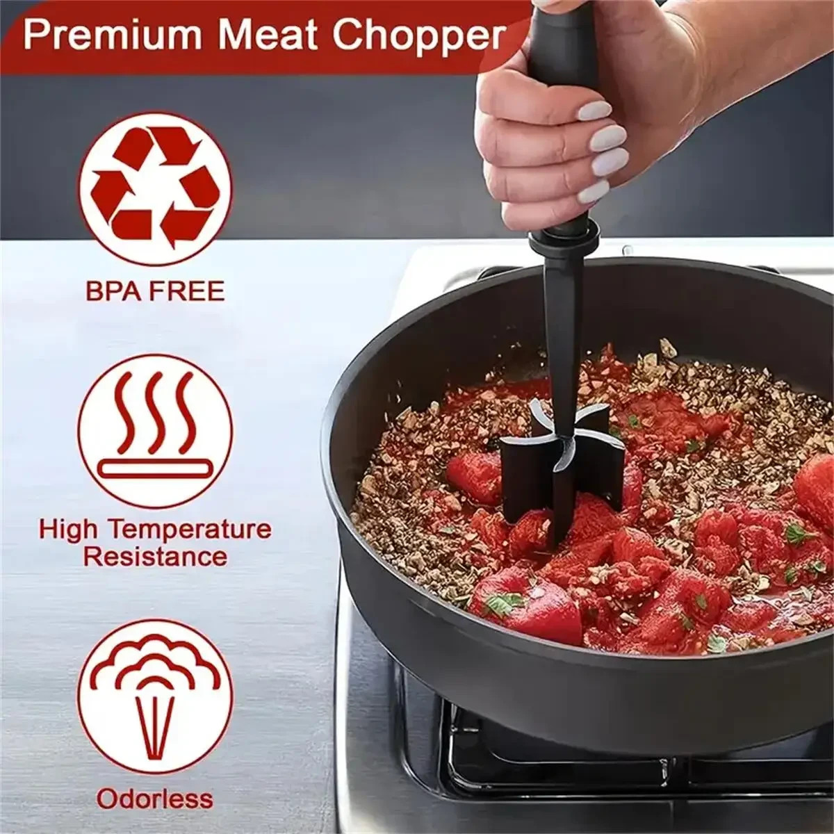 Heat Resistant Meat Chopper Smasher for Ground Beef Hamburger & More