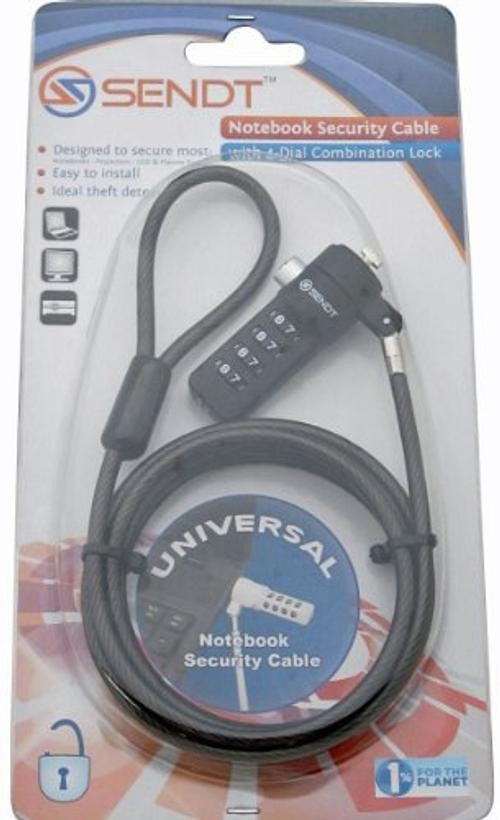 Black Notebook/Laptop Combination Lock Security Cable