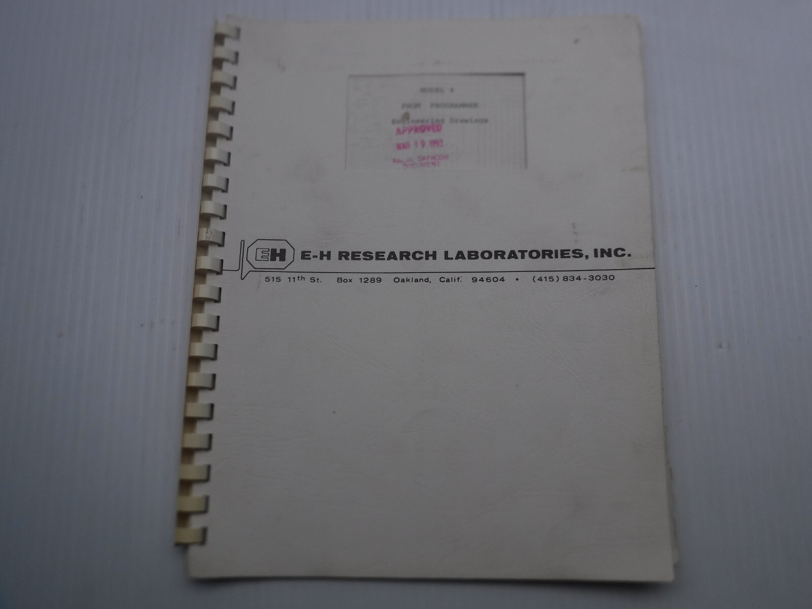 EH Research Laboratories Inc. Model 4 Programmer Engineering Drawings