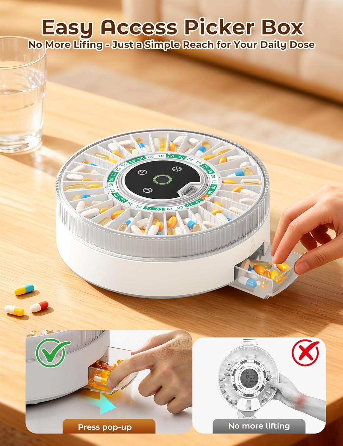 Betife Automatic Pill Dispenser for Elderly with Alarm – 31-Day