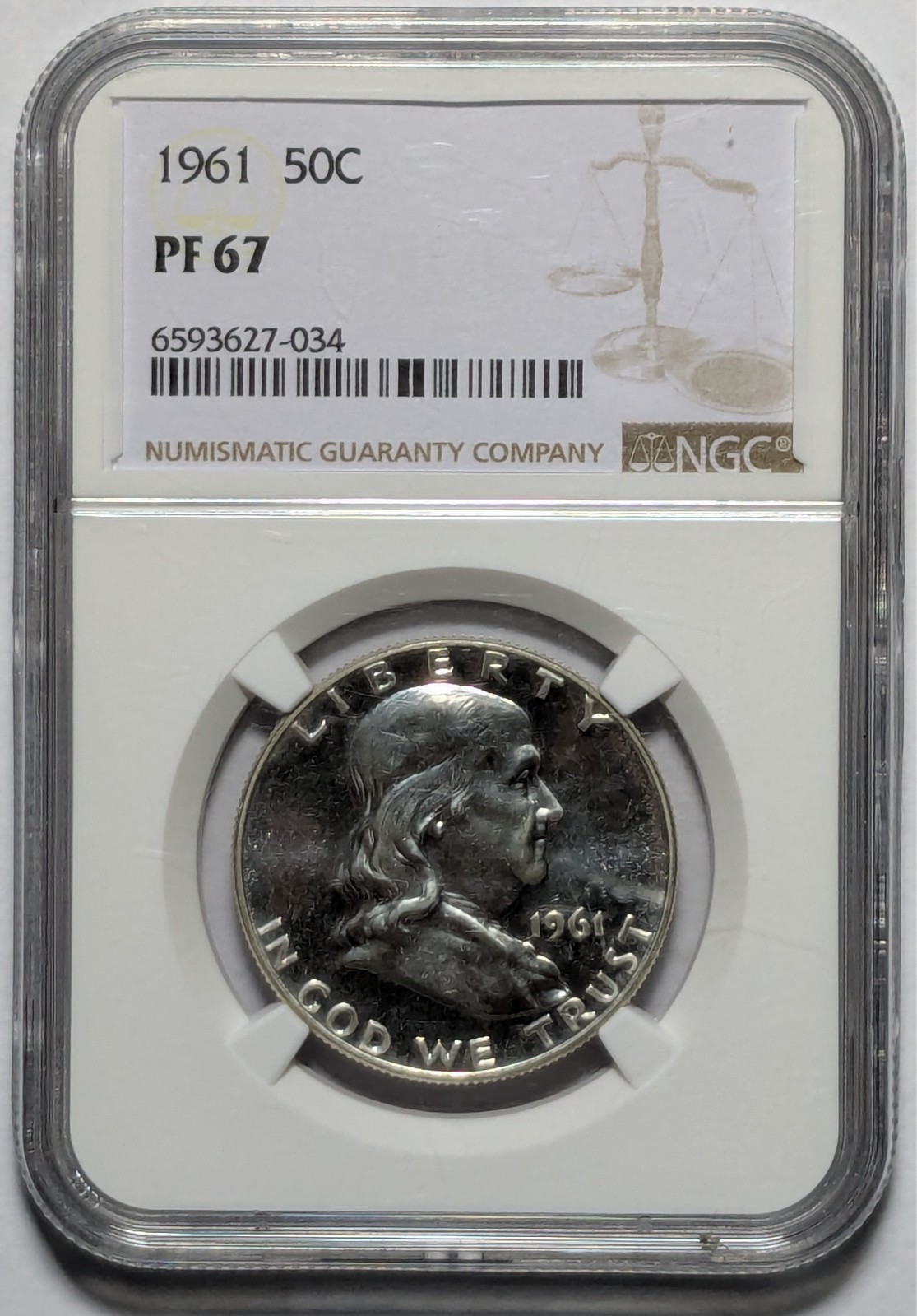 1961 ben franklin half dollar ngc pf 67