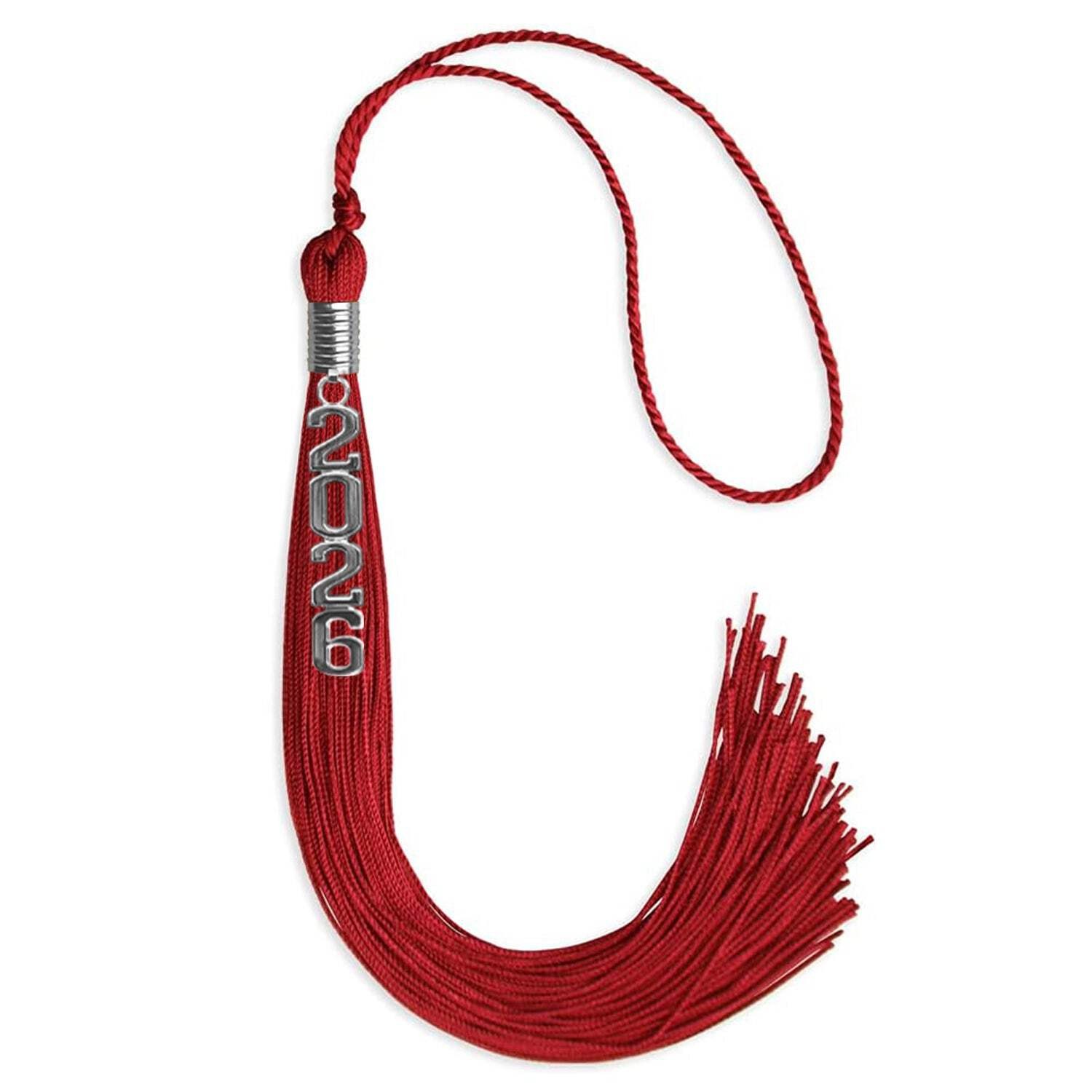 Endea Graduation Red Tassel With Silver Stacked Date Drop