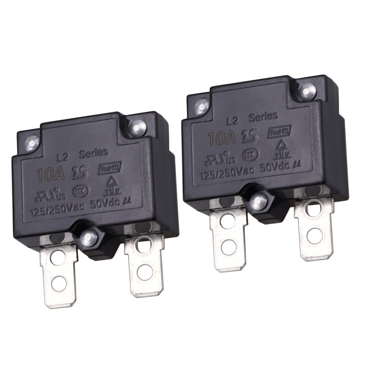2Pcs 10A Automatic Thermal Circuit Breaker Thermal Overload Protector 10Amp L...