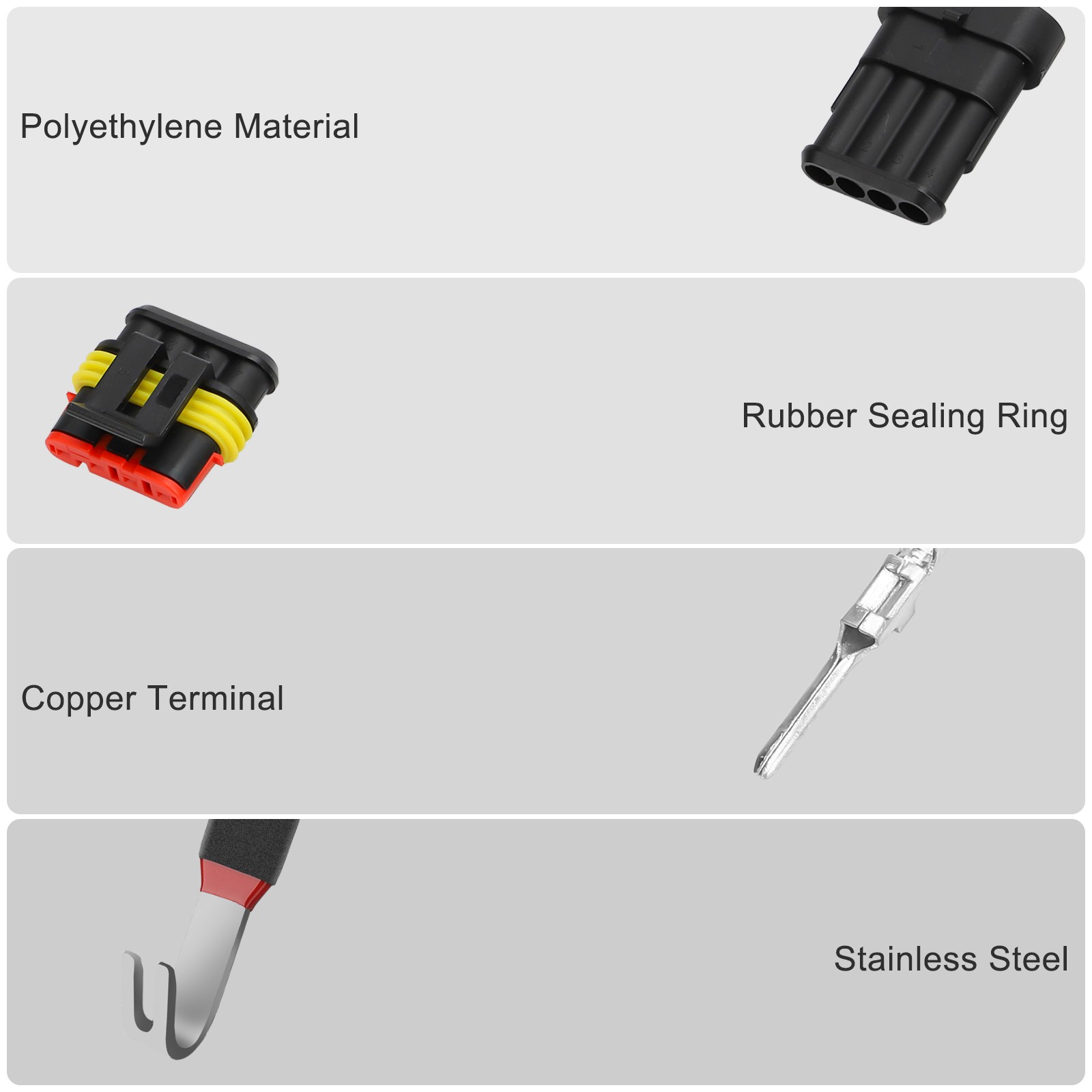 97× 1-4 Pin Waterproof Connector Kit Terminals Automotive Wire Plug for Car/Boat