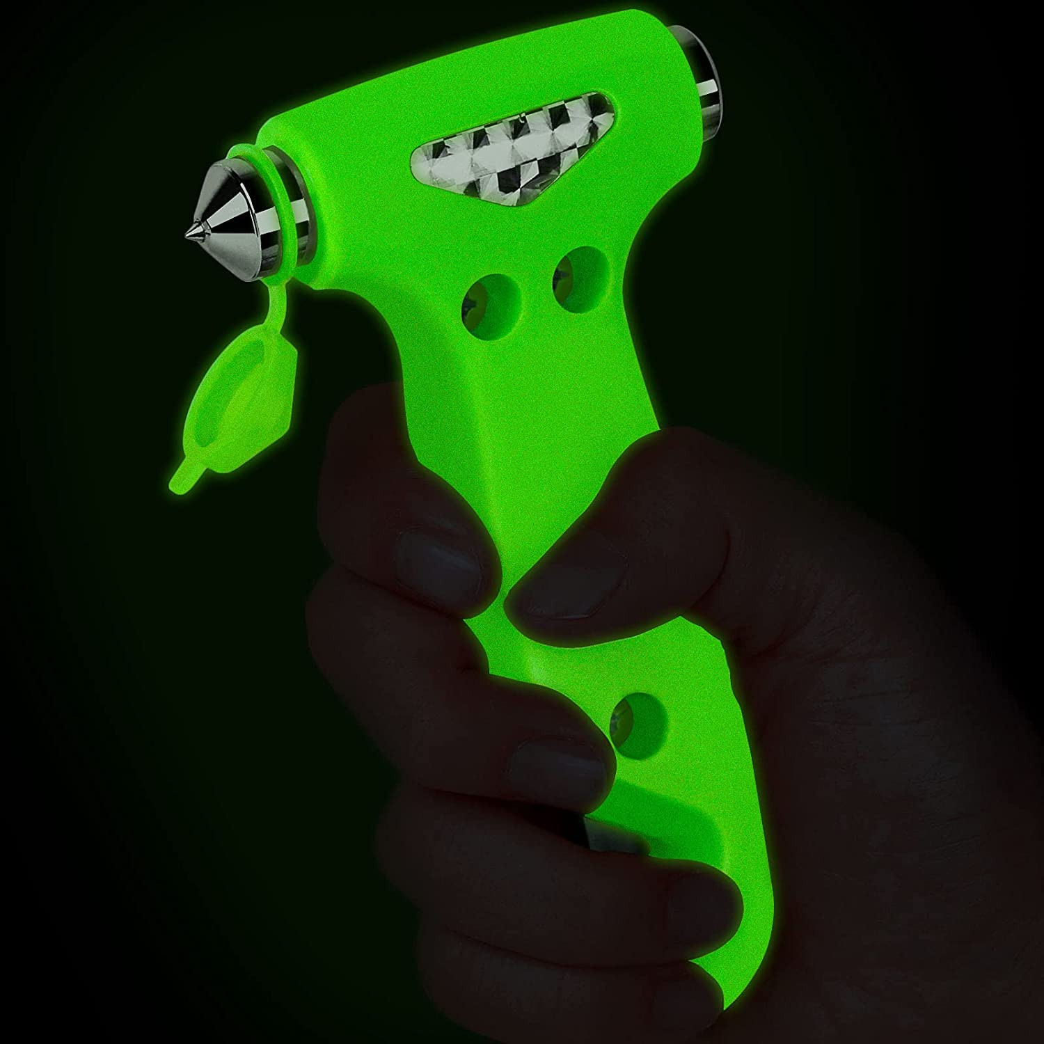 THINKWORK 6-In-1 Car Safety Hammer (Glow-In-Dark), Emergency Escape Tool with Wi