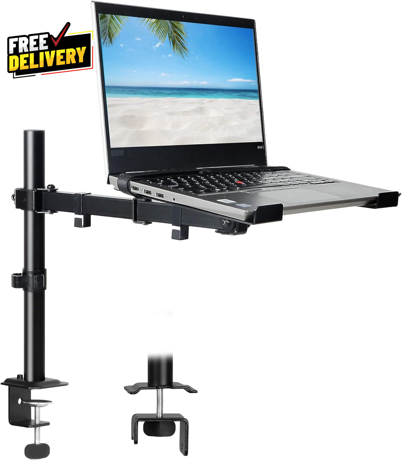 Laptop Desk Mount Single Laptop Stand Arm with Vented Tray for 17 Inch Note.....