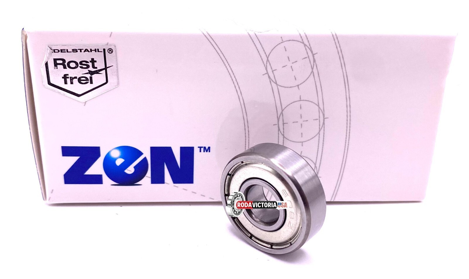 ZEN 608 ZZ Deep Groove Ball Bearing, Metal Shielded 8x22x7 mm