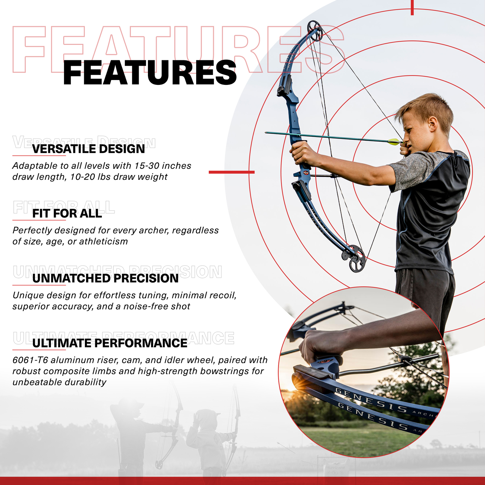 Genesis Archery 12239 Original Black Compound Training Bow Kit, Left Handed